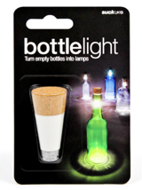 The packaging for a BottleLight, showing the cork shaped light which fits into the top of a bottle. 
