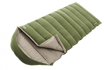 A green puffy sleeping bag