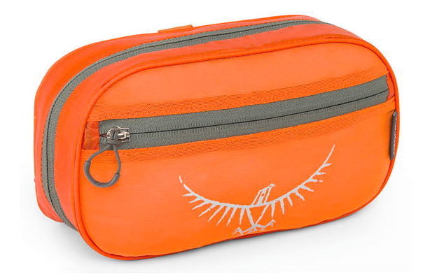 An orange bag with the osprey logo on the front