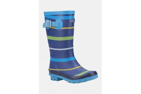 Cotswold Kids Stripe Wellington Boots - Blue 1 Jnr
