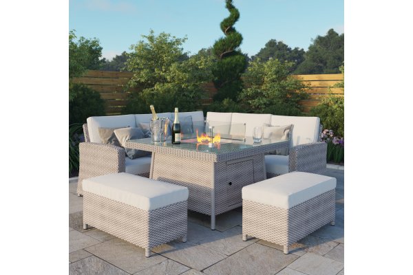 BillyOh Capri Rattan Garden Corner Sofa Set with Firepit Tab