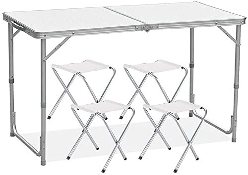 Rainberg Camping Table Set with 4 Chair, Outdoor Indoor Use