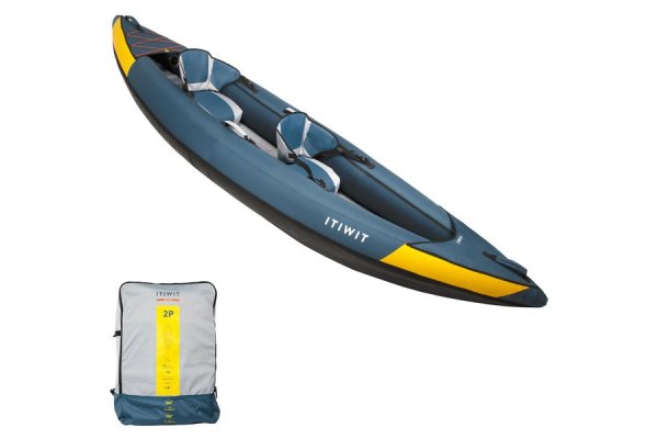 New 100 1/2 Person Touring Inflatable Kayak - Blue / Yellow
