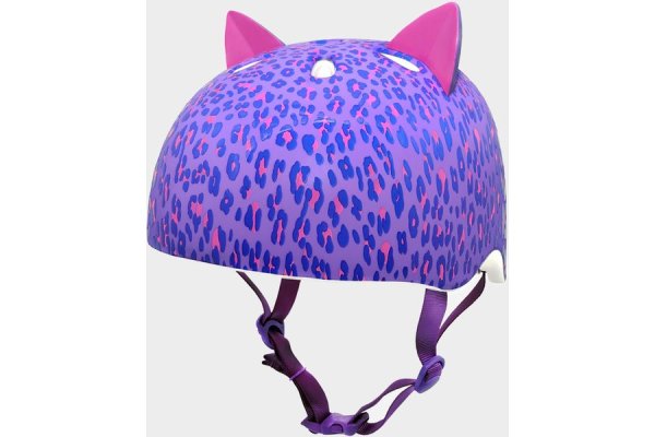 Leopard Kitty Youth Helmet - Purple, Purple