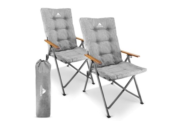 Voyager Luxury Camping Chair 2 Pack, 150kg Load Capacity, Po