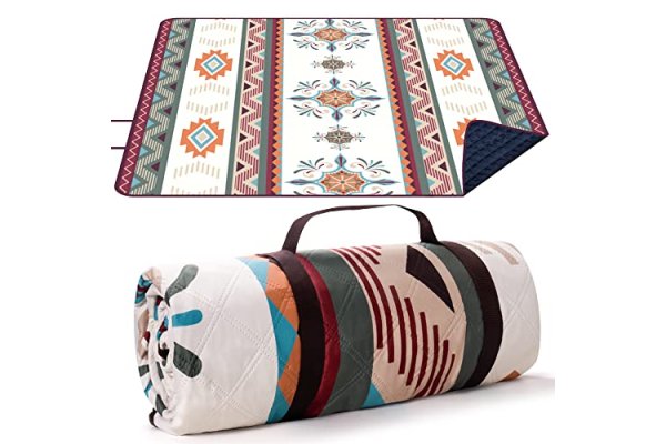 LARUTAN Waterproof Picnic Blanket, 200x200CM Large Beach Bla