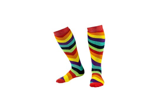 3 in 1 Welly Hiking and Ski Socks Diagonal Rainbow -