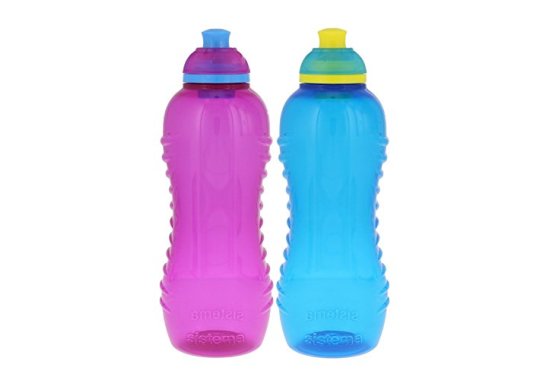 Sistema Lunch Twist 'n' Sip Water Bottle, Pink/Blue, 15.5 oz