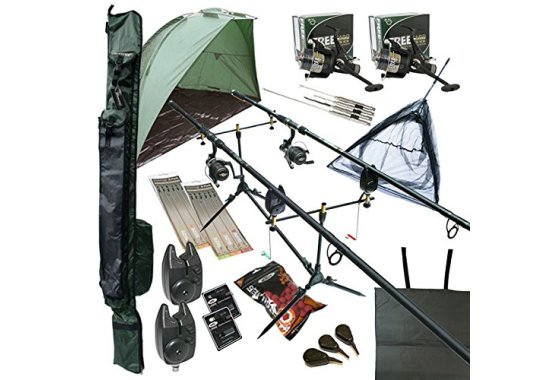 OAKWOOD Carp fishing Set Up With Rods Reels Alarms Net Holda