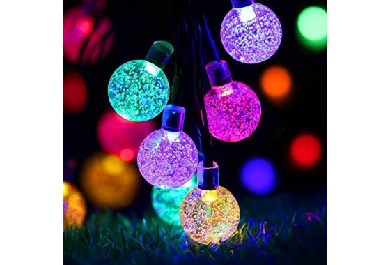 Solar String Lights 50LED 22FT Outdoor Solar-Powered Crystal