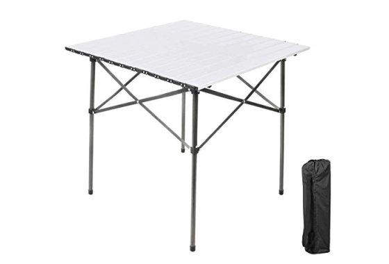 EVER ADVANCED Folding Camping Table with Aluminium Roll Up T