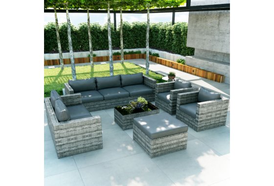 BillyOh Seville 8 Seater Outdoor Rattan Sofa Set Mixed Grey 