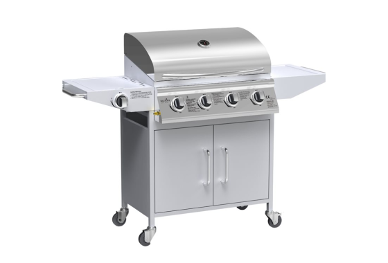 BillyOh Huntsville Silver 4 Burner Gas BBQ Grill with Side B