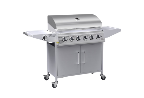 BillyOh Huntsville Silver 6 Burner Gas BBQ Grill with Side B