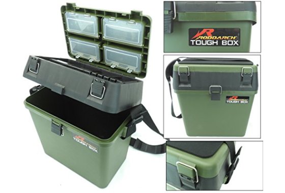 Roddarch Fishing Tackle Seat Box Includes Padded Strap & Sea