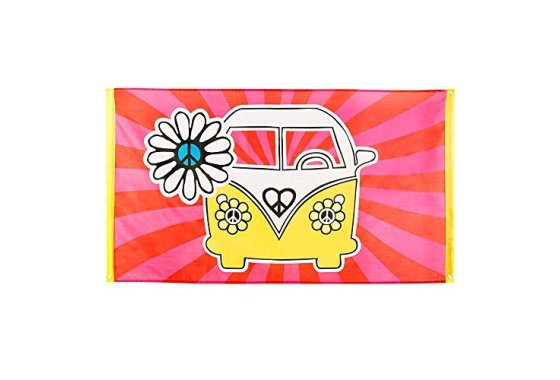 Boland Bol44502 Flag Hippie Flower Power, multi-coloured