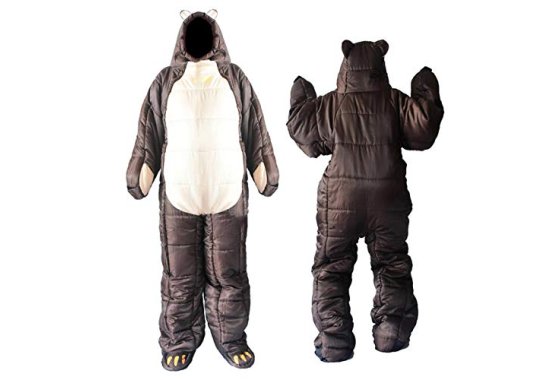 Sanmubo Adult Sleeping Bag Full Body Wearable Suit, Bear-sha