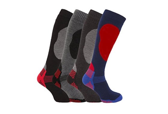 4 Pairs of Mens High Performance Thermal Ski Socks-Assorted-