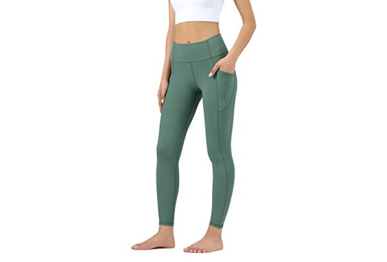 Leovqn Yoga Pants with Pockets Gym Legging Women High Waist 