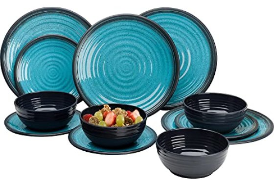 Granite Aqua Premium Plus 12pc Dinner Set Melamine Tableware
