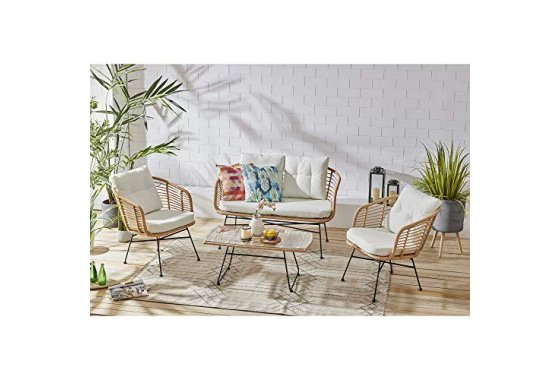 Cherry Tree Furniture St Loy Natural Colour 4-Seater Rattan 