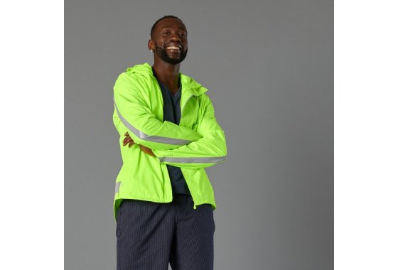 500 Men's Hi-vis Day & Night City Cycling Rain Jacket