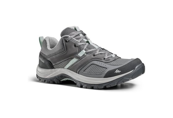 Women's Mountain Walking Shoes - MH100 - Grey/green