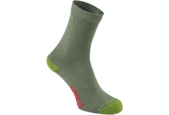 Nosilife Childrens/kids Twin Pack Travel Socks (dark Khaki/s