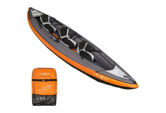 Inflatable Touring Kayak 2/3 Places Orange