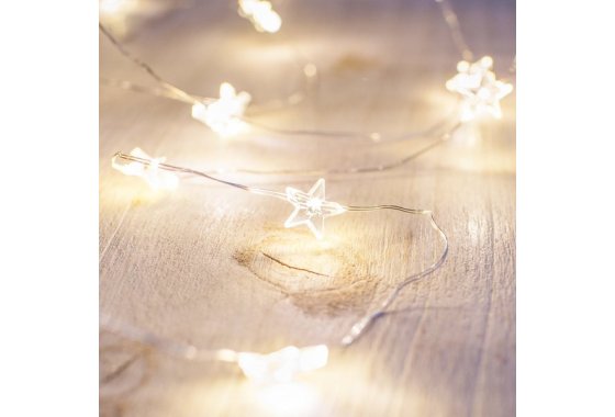 40 Warm White Star Micro Battery Fairy Lights