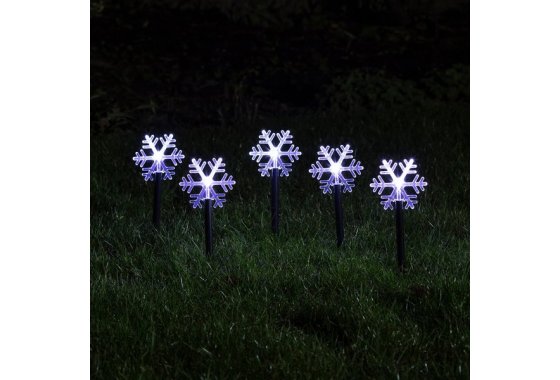 5 Acrylic Snowflake Christmas Garden Stake Lights