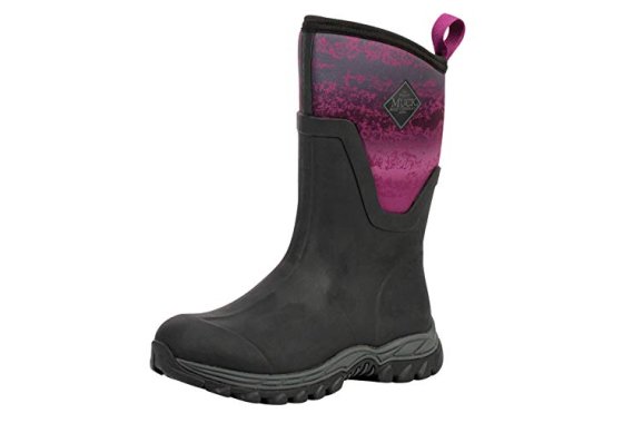 Muck Boots Women's Arctic Sport Mid Rain Boot, Black/Magenta