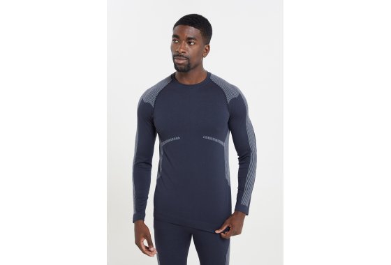 Freestyle Mens Seamless Round-Neck Baselayer - Black