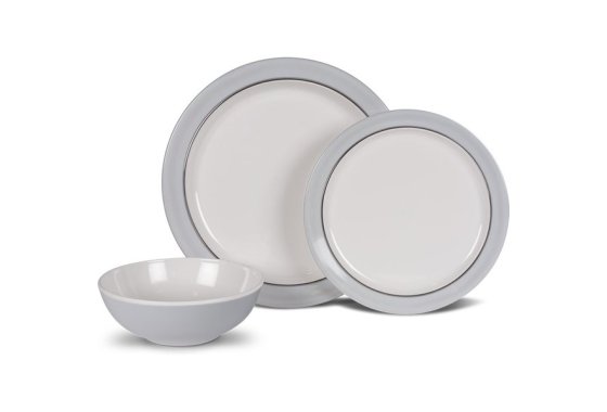 Kampa Non-Slip 12-Piece Dinner Set-Classic Grey