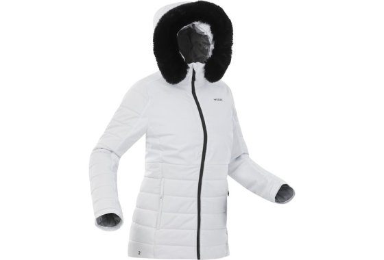 Women's Mid-length Warm Ski Jacket - 100 - White