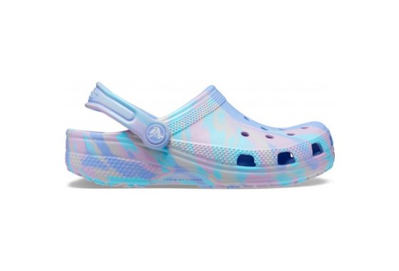 Crocs - Kid's Classic Marbled Clog - Sandals size J5, blue/p