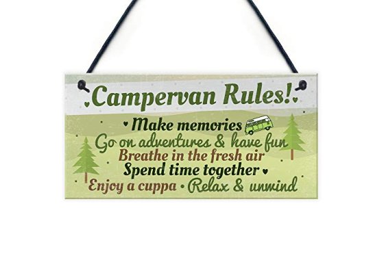 RED OCEAN Novelty Campervan Sign Camper VW Rules Travel Hang