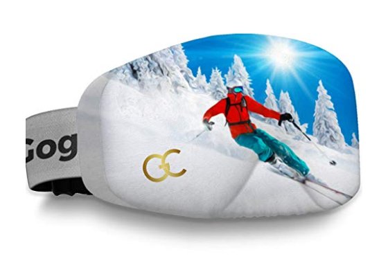 GogglesCover: Protective ski goggles cover, red jacket skier