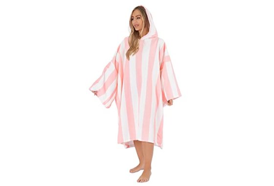 Dreamscene Striped Poncho Towel Adult Hooded Oversized Bath 