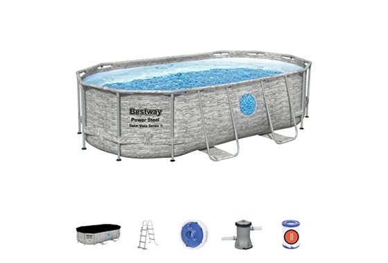 Bestway Power Steel Swim Vista Pool Set II, Family Swimming 