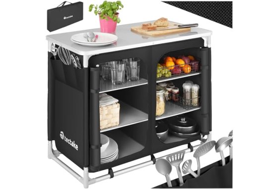 TecTake® Portable Camping Cupboard- 6 Internal Shelves, 3 Ex