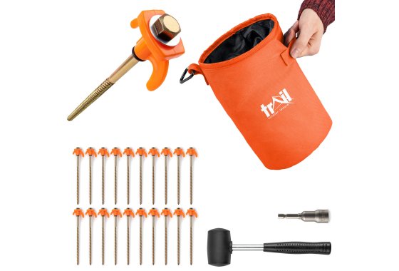 Screw Tent Pegs Kit (20 Pegs)