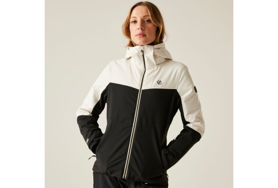 Dare 2b Women's Iced Waterproof Ski Jacket Egret White & Bla