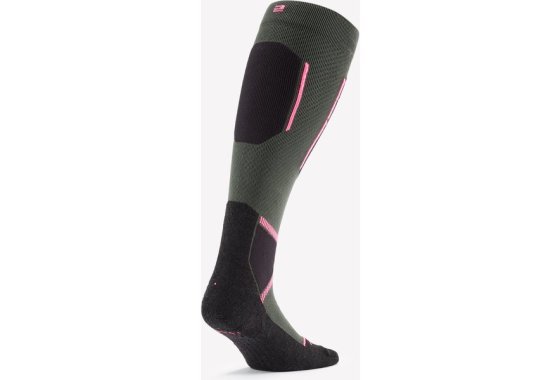 Adult Merino Wool Ski Socks 500 - Khaki And Pink