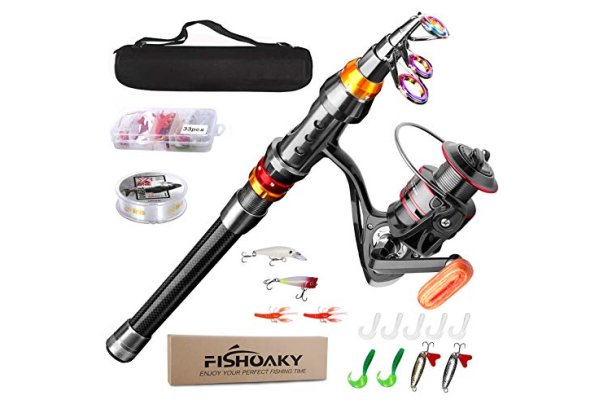 FISHOAKY Telescopic Fishing Rod Set, Spinning Fishing Pole a