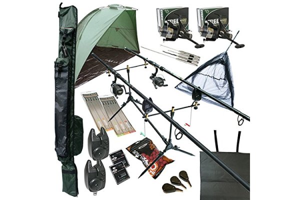 OAKWOOD Carp fishing Set Up With Rods Reels Alarms Net Holda