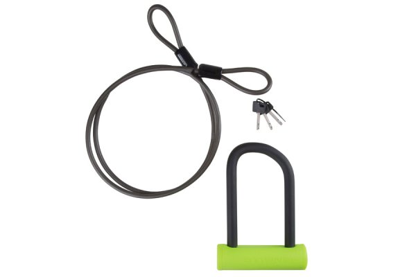 Decathlon Elops 900 Bike Mini D Lock And Cable Set - Yellow