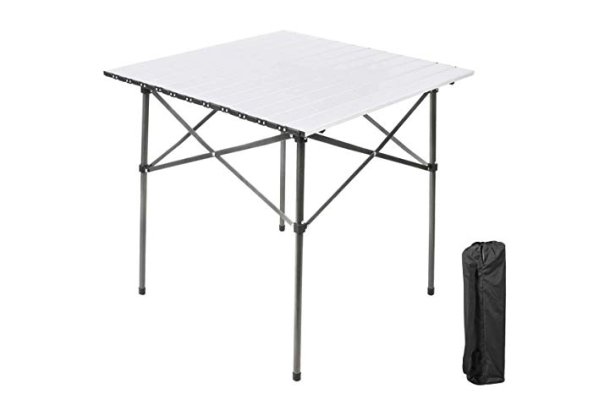 EVER ADVANCED Folding Camping Table with Aluminium Roll Up T