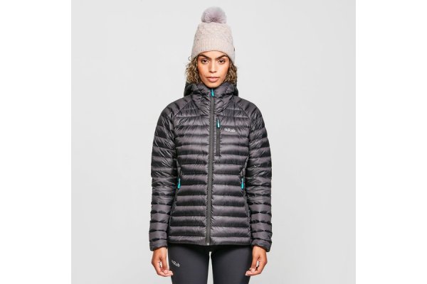 Rab Women's Microlight Alpine Down Long Jacket, BLK/BLK