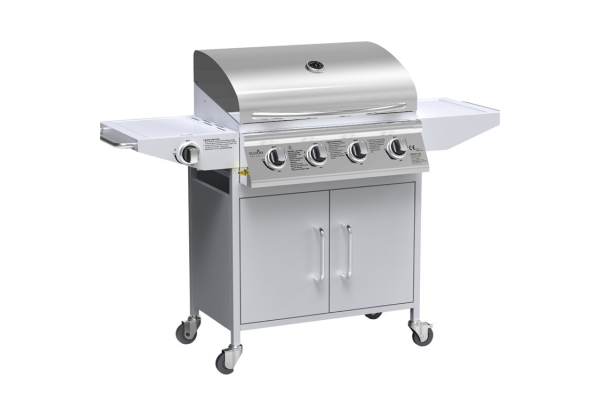 BillyOh Huntsville Silver 4 Burner Gas BBQ Grill with Side B